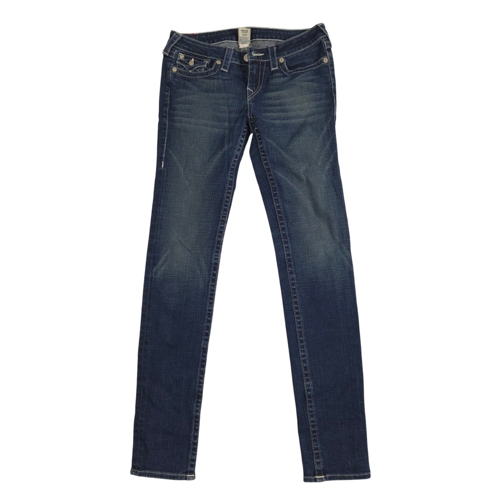True Religion Skinny Jeans Womens 30 Blue Excellent Low Rise Flap Pocket Denim